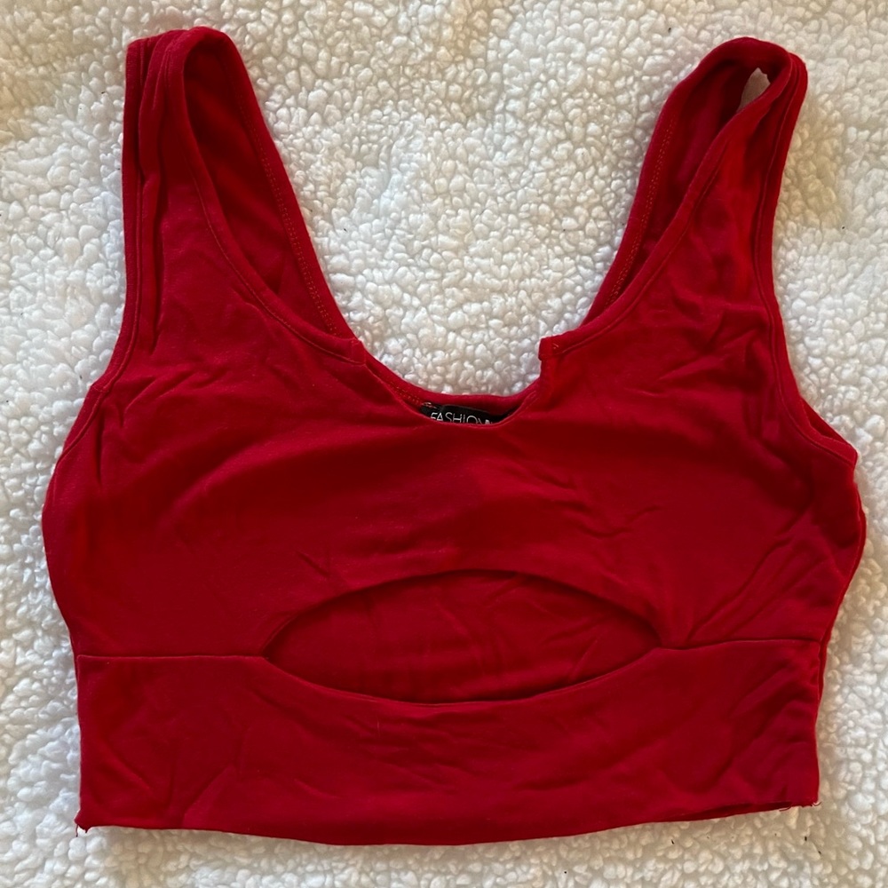 Fashion Nova red cut out crop top